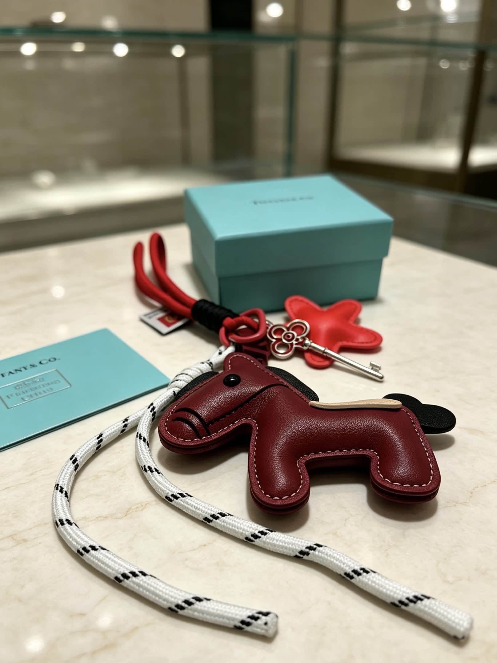 Tiffany & Co. Red Leather Horse Keychain